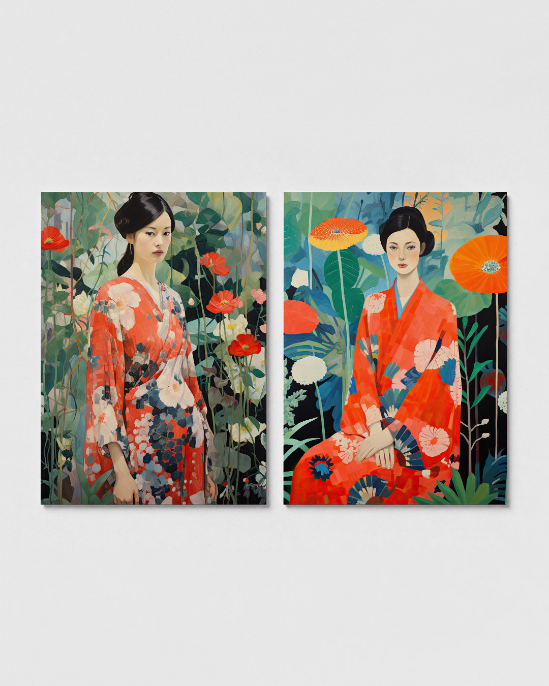 Bloemen en kimono Posterset