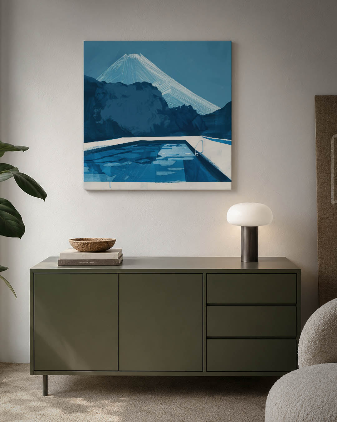Blauwe berglandschap Kunstwerk
