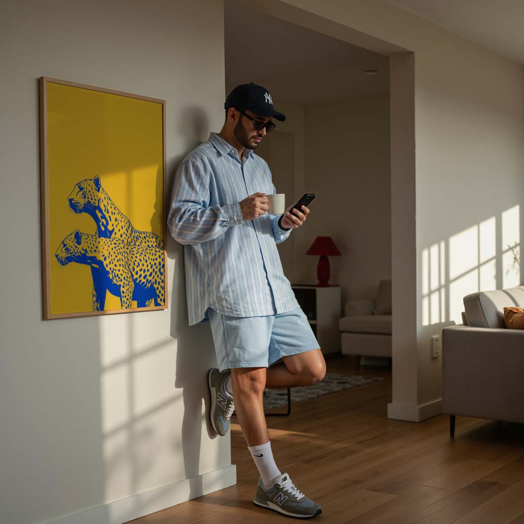 Wilde Katten in Geometrische Stijl Poster-WallArtistic