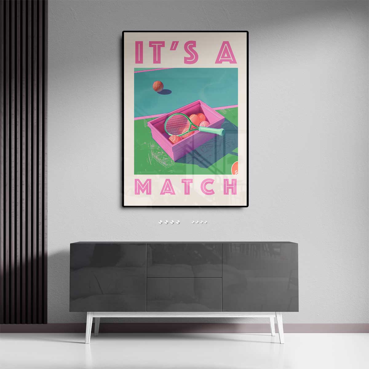 It's a Match - Retro Tennis Kunstwerk-canvas-dibond-plexiglas-wanddecoratie-WallArtistic