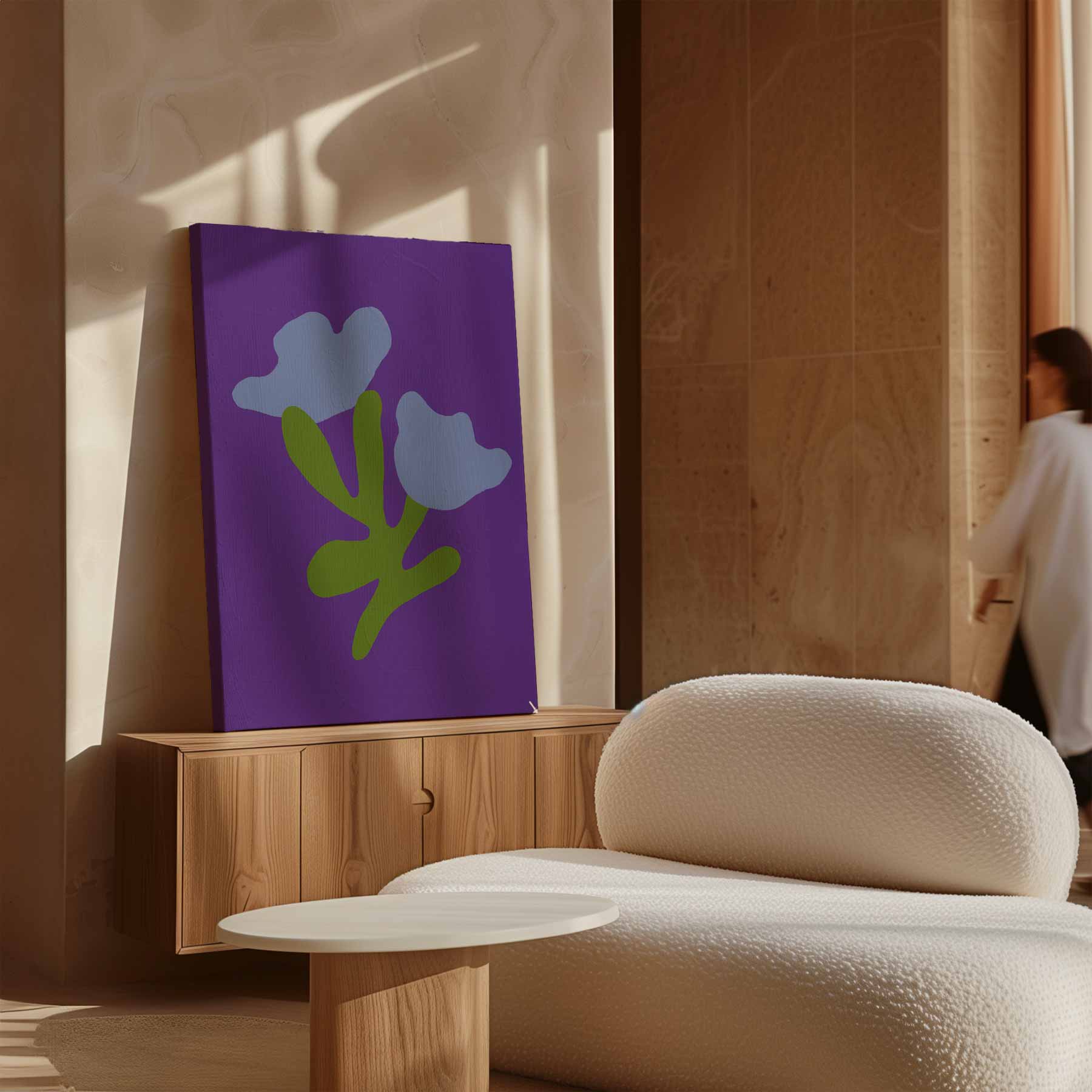 Blauwe Bloemfantasie Kunstwerk-canvas-dibond-plexiglas-wanddecoratie-WallArtistic
