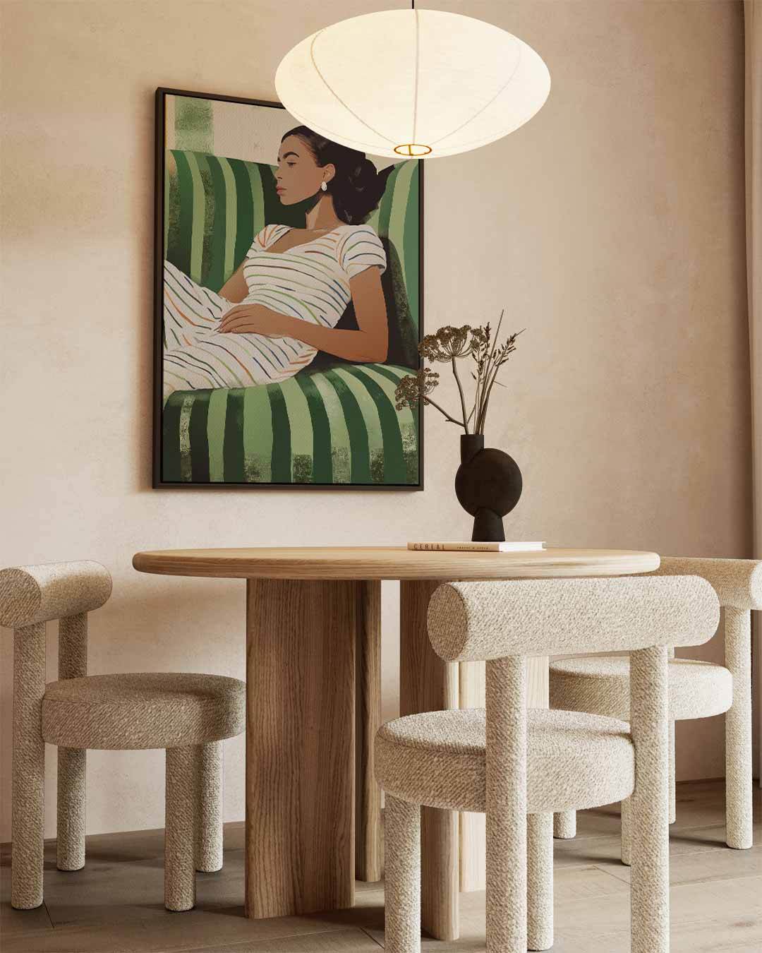 Relax op Groene Strepen Kunstwerk-canvas-dibond-plexiglas-wanddecoratie-WallArtistic