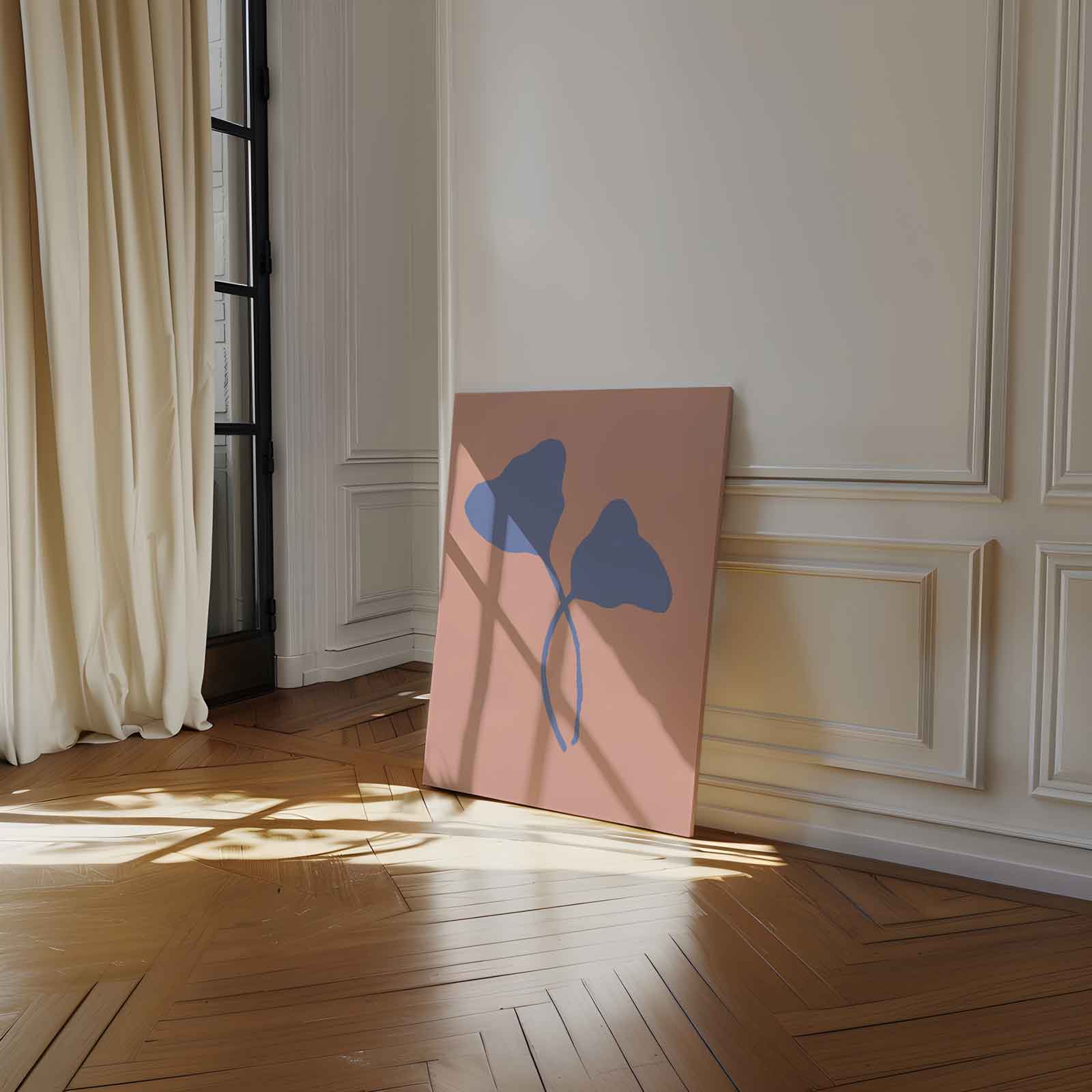 Abstracte Blauwe Blaadjes Kunstwerk-canvas-dibond-plexiglas-wanddecoratie-WallArtistic