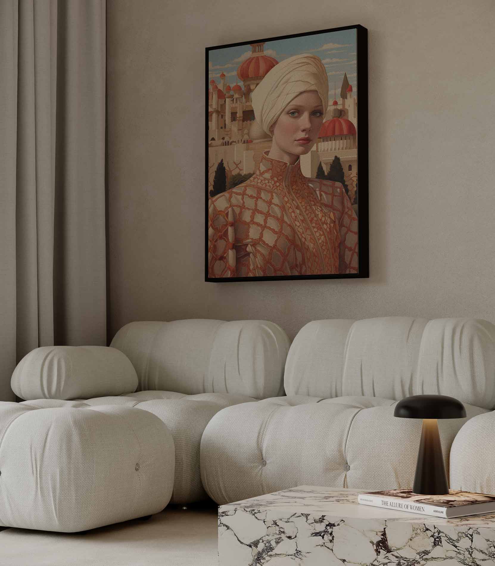 Oosters Elegantie Portret Kunstwerk-canvas-dibond-plexiglas-wanddecoratie-WallArtistic