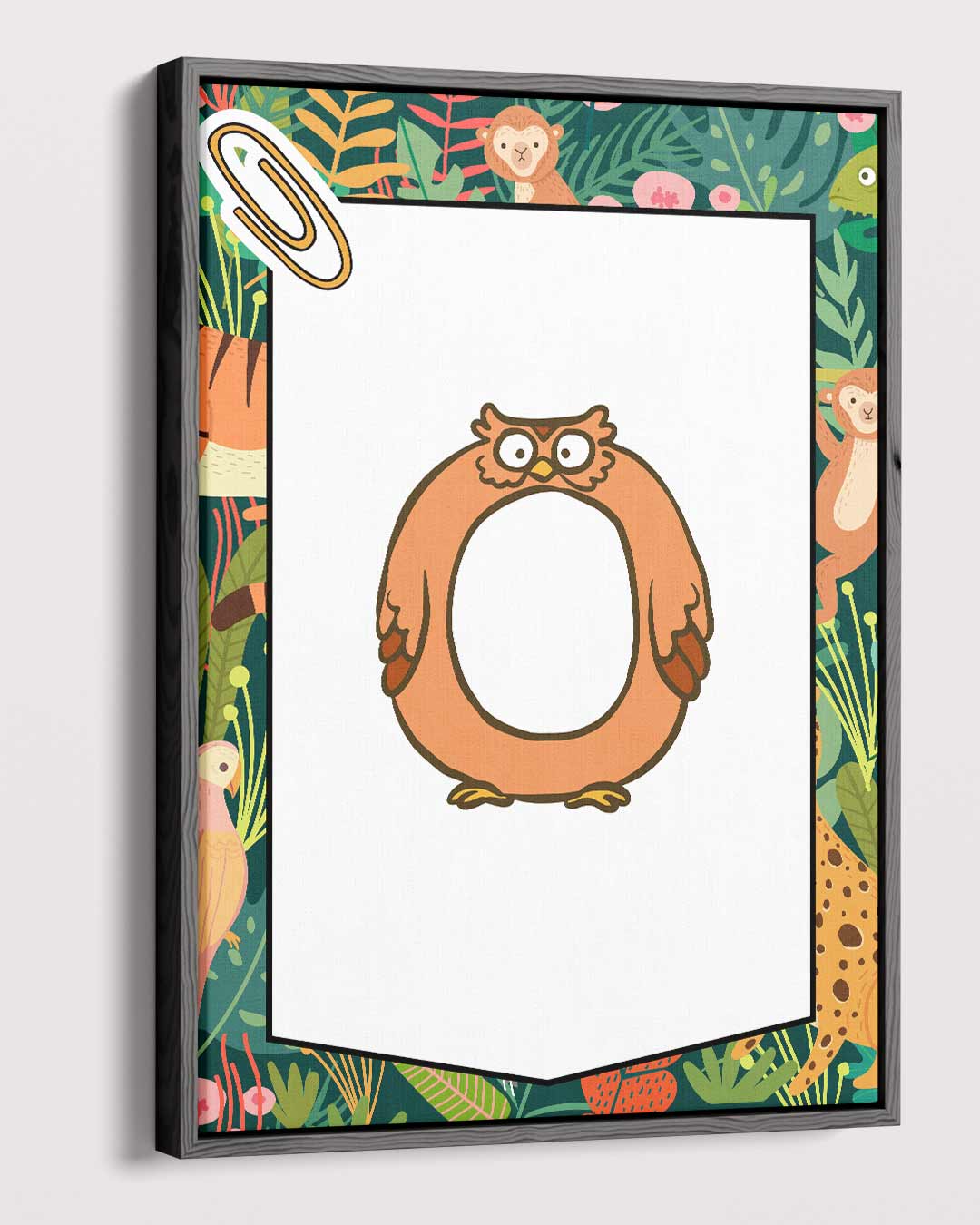 Speelse Oranje Uil Illustratie Kunstwerk-canvas-dibond-plexiglas-wanddecoratie-WallArtistic