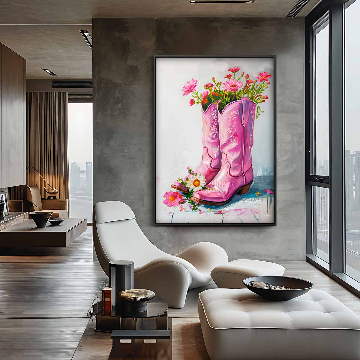 Bloemenlaarzen Kunstwerk Kunstwerk-canvas-dibond-plexiglas-wanddecoratie-WallArtistic