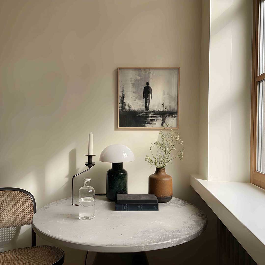 Silhouet van wandelende man Poster