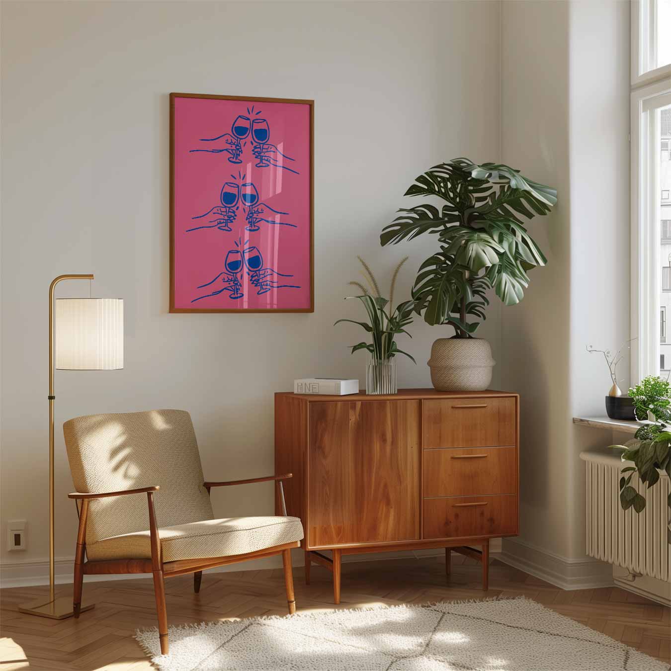 Proostende Wijnglazen Poster