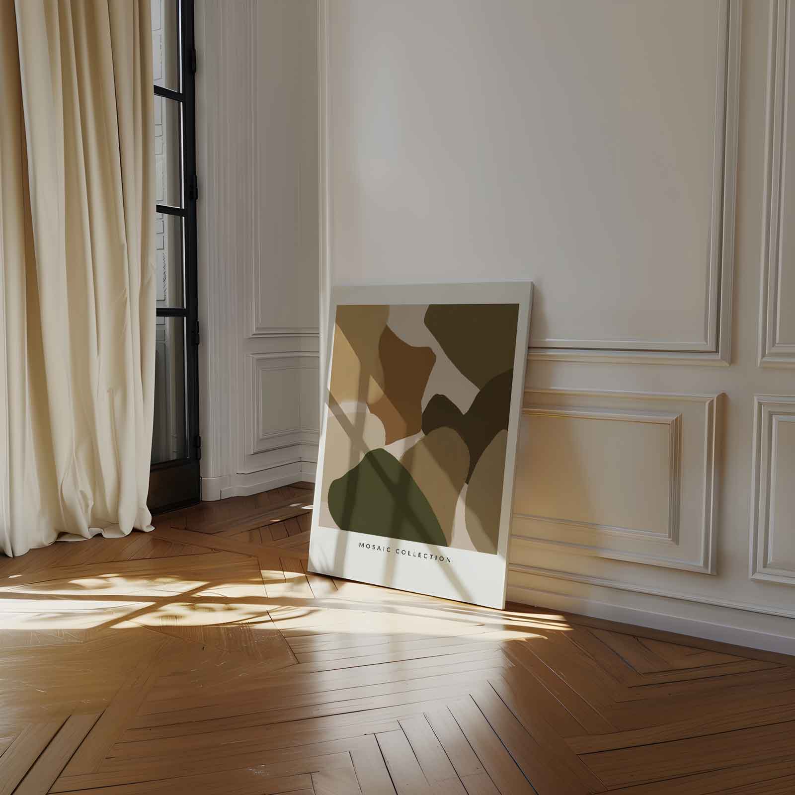 Moderne Aardetinten Mozaïek Kunstwerk-canvas-dibond-plexiglas-wanddecoratie-WallArtistic