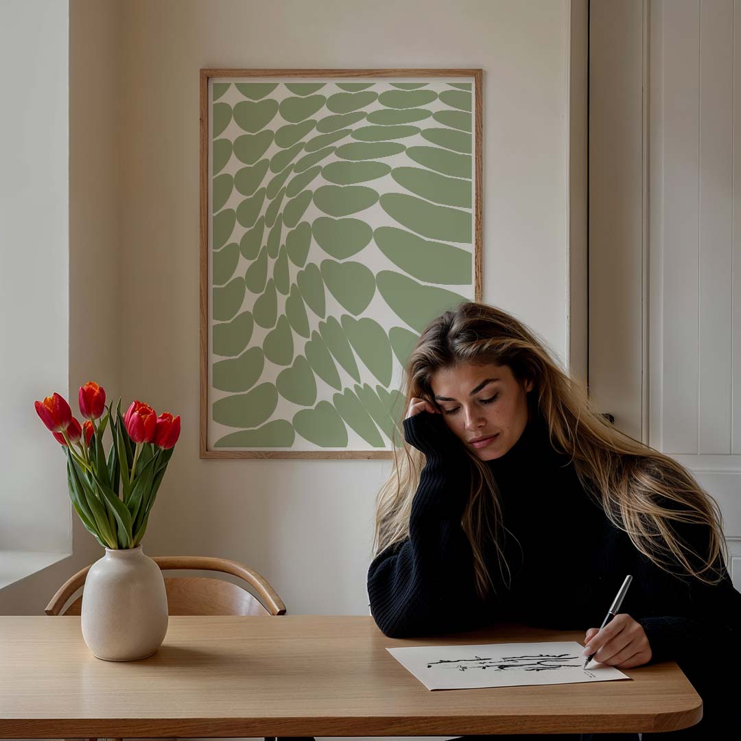 Groene Hartjes Droomposter-WallArtistic