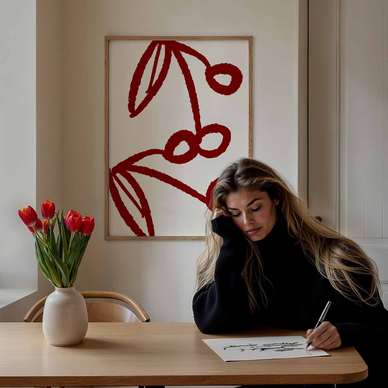Sierlijke Kersen Illustratie Poster