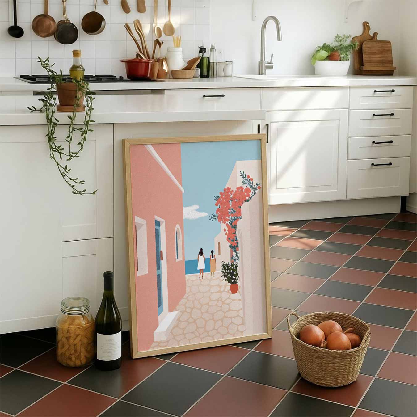 Zomerse Straat in Griekenland Poster-WallArtistic