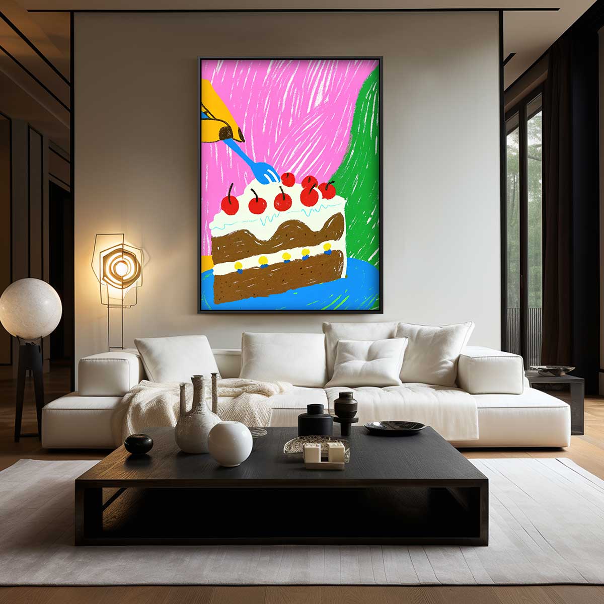 Vrolijke Taart Fantasie Kunstwerk-canvas-dibond-plexiglas-wanddecoratie-WallArtistic