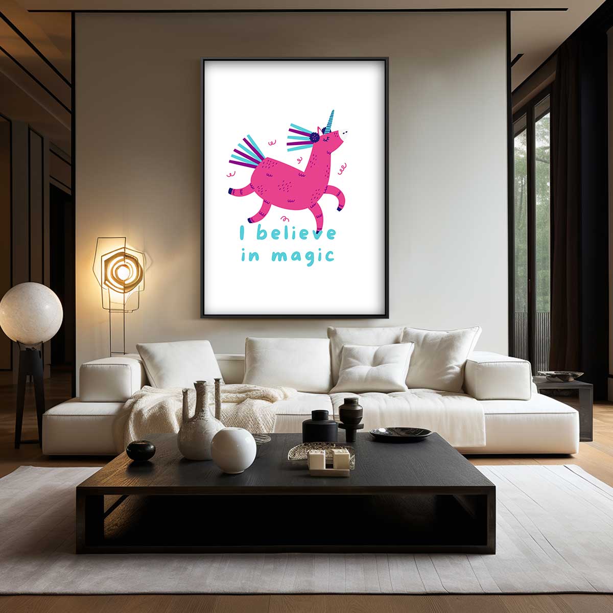 Magische Eenhoorn Illustratie Kunstwerk-canvas-dibond-plexiglas-wanddecoratie-WallArtistic