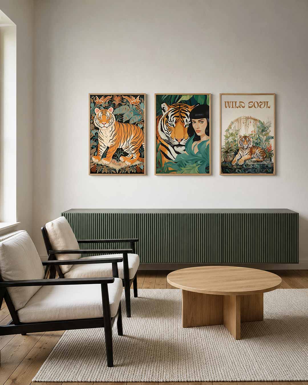Tijger en bladeren Posterset