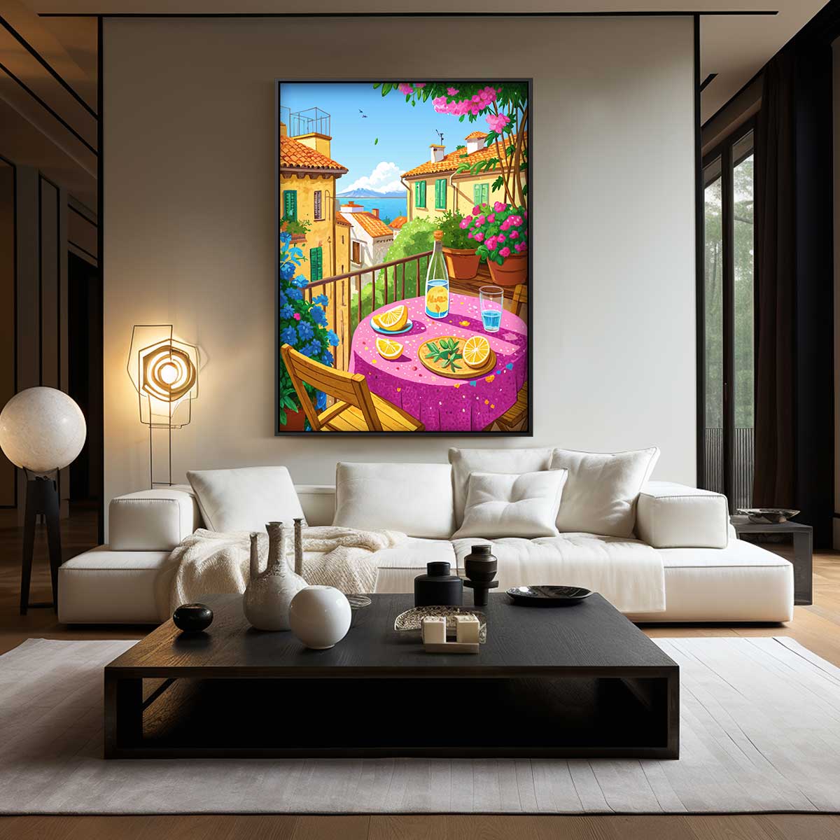 Zomer op het Balkon Kunstwerk-canvas-dibond-plexiglas-wanddecoratie-WallArtistic