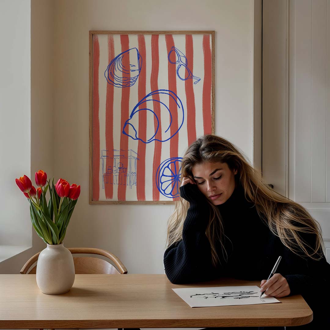 Strandtinten Illustratie Poster-WallArtistic