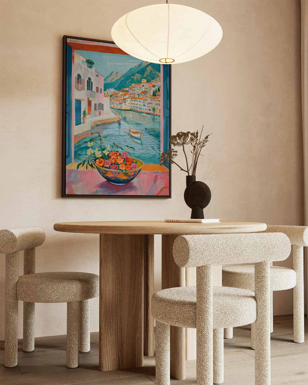 Uitzicht op een Mediterraan Dorp Kunstwerk-canvas-dibond-plexiglas-wanddecoratie-WallArtistic