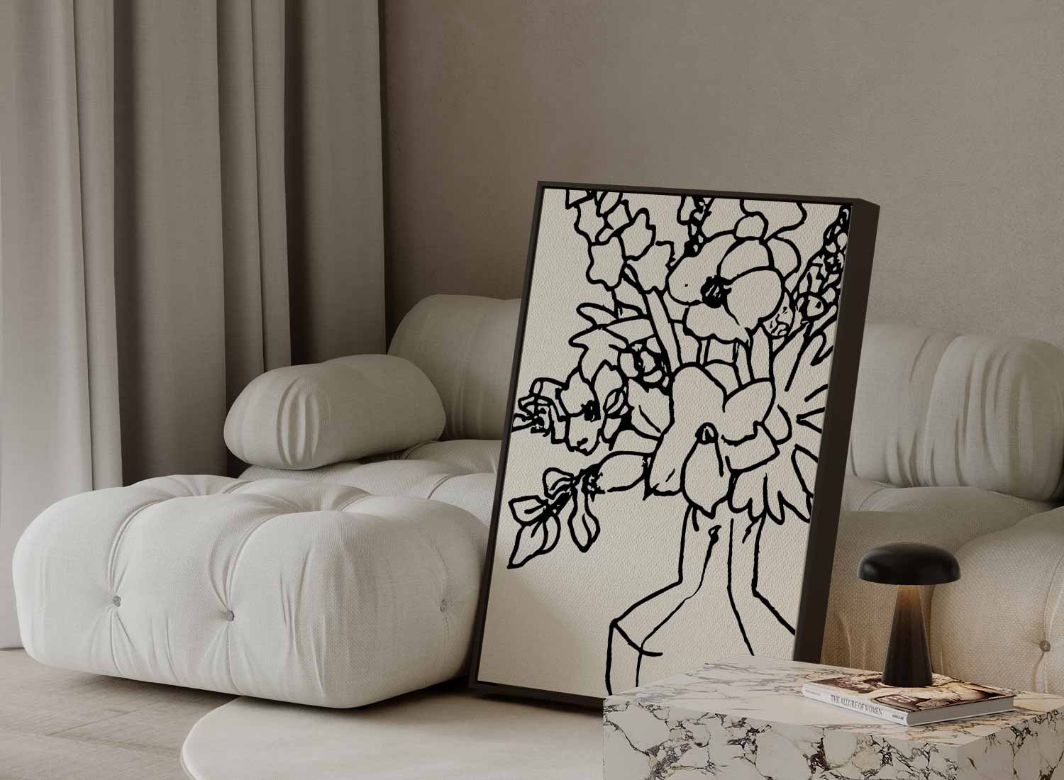 Bloemen in Lijn Kunstwerk-canvas-dibond-plexiglas-wanddecoratie-WallArtistic
