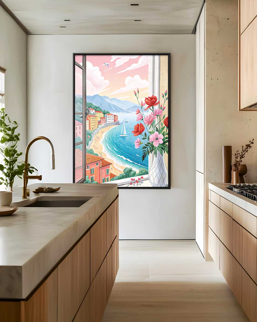 Uitzicht op de Middellandse Zee Kunstwerk-canvas-dibond-plexiglas-wanddecoratie-WallArtistic