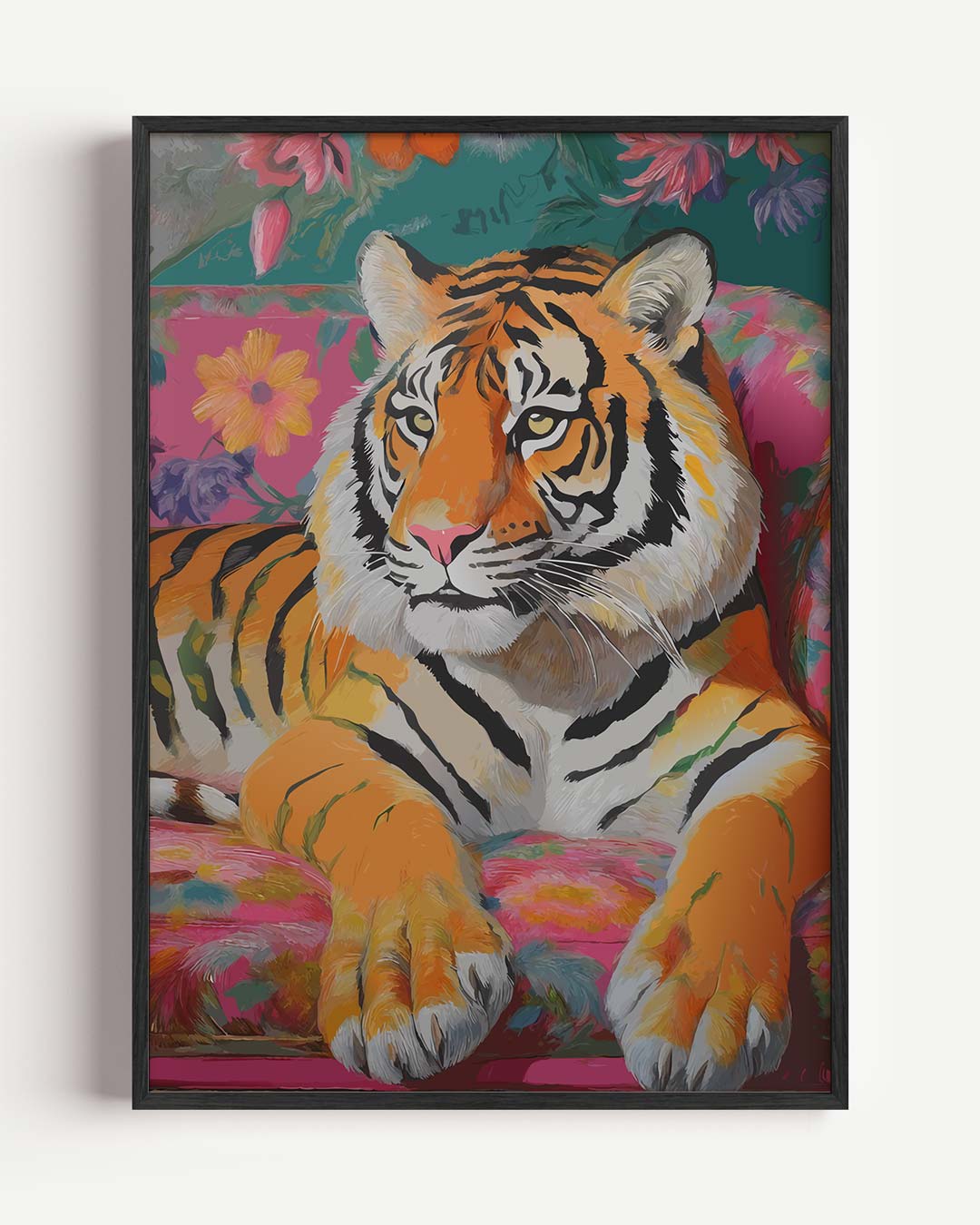 Tropische Tijger in Bloemenweelde Poster-WallArtistic