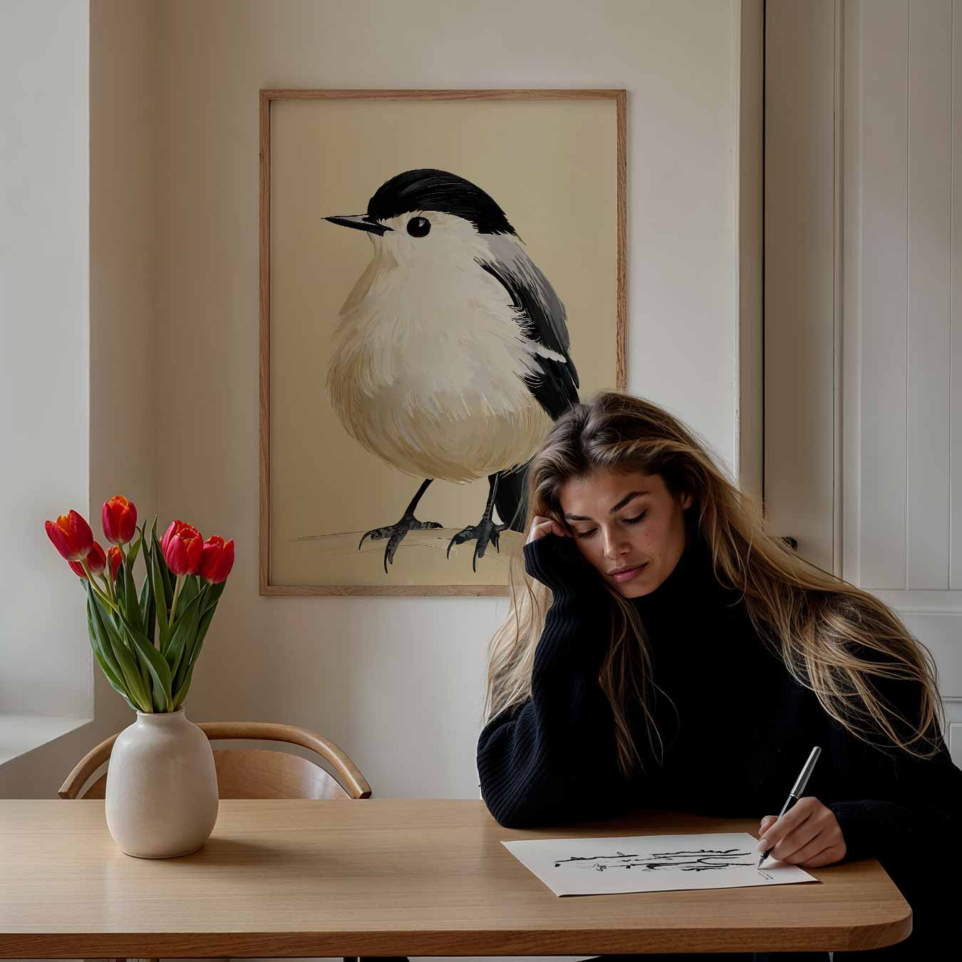 Schattige Vogel Illustratie Poster-WallArtistic