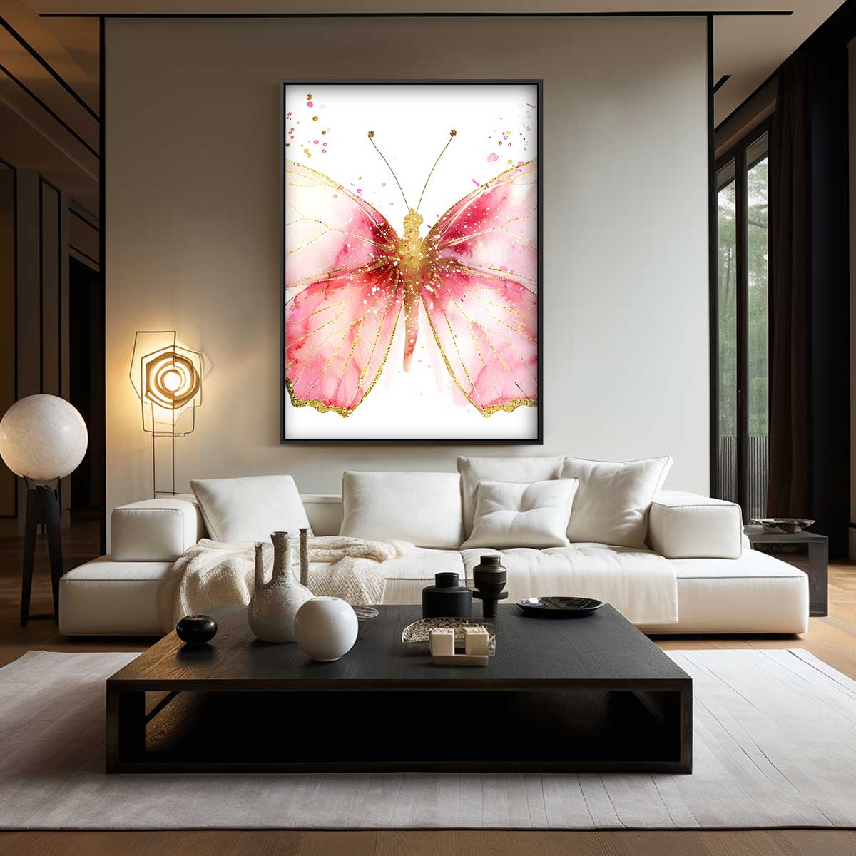 Dromerige Vlinder Aquarel Kunstwerk-canvas-dibond-plexiglas-wanddecoratie-WallArtistic