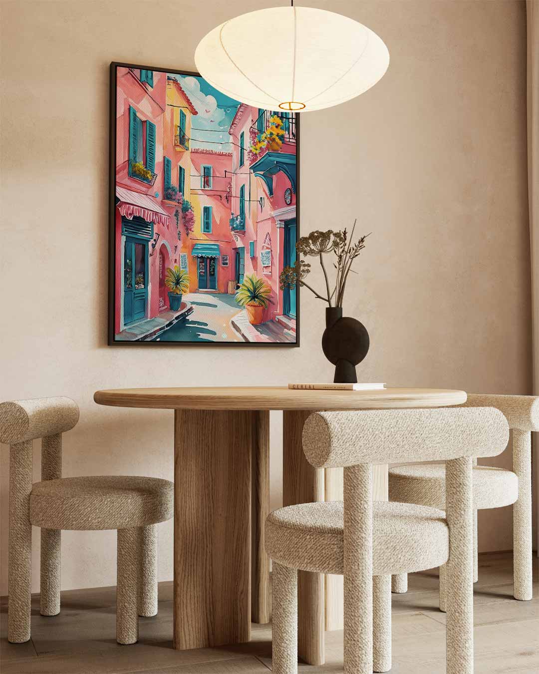 Kleurrijke Mediterrane Straat Kunstwerk-canvas-dibond-plexiglas-wanddecoratie-WallArtistic