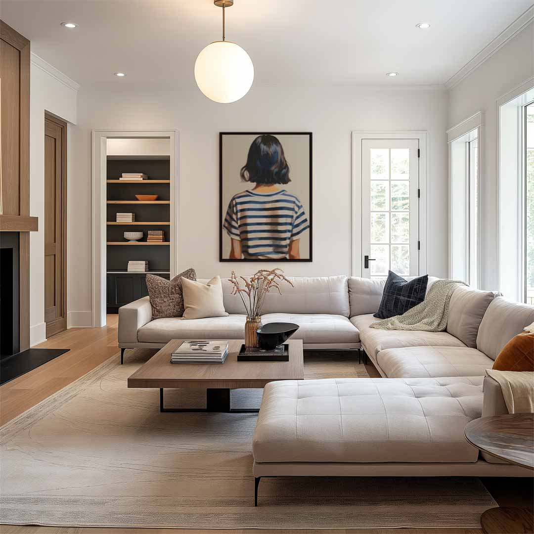 Strepen en Stille Reflectie Kunstwerk-canvas-dibond-plexiglas-wanddecoratie-WallArtistic