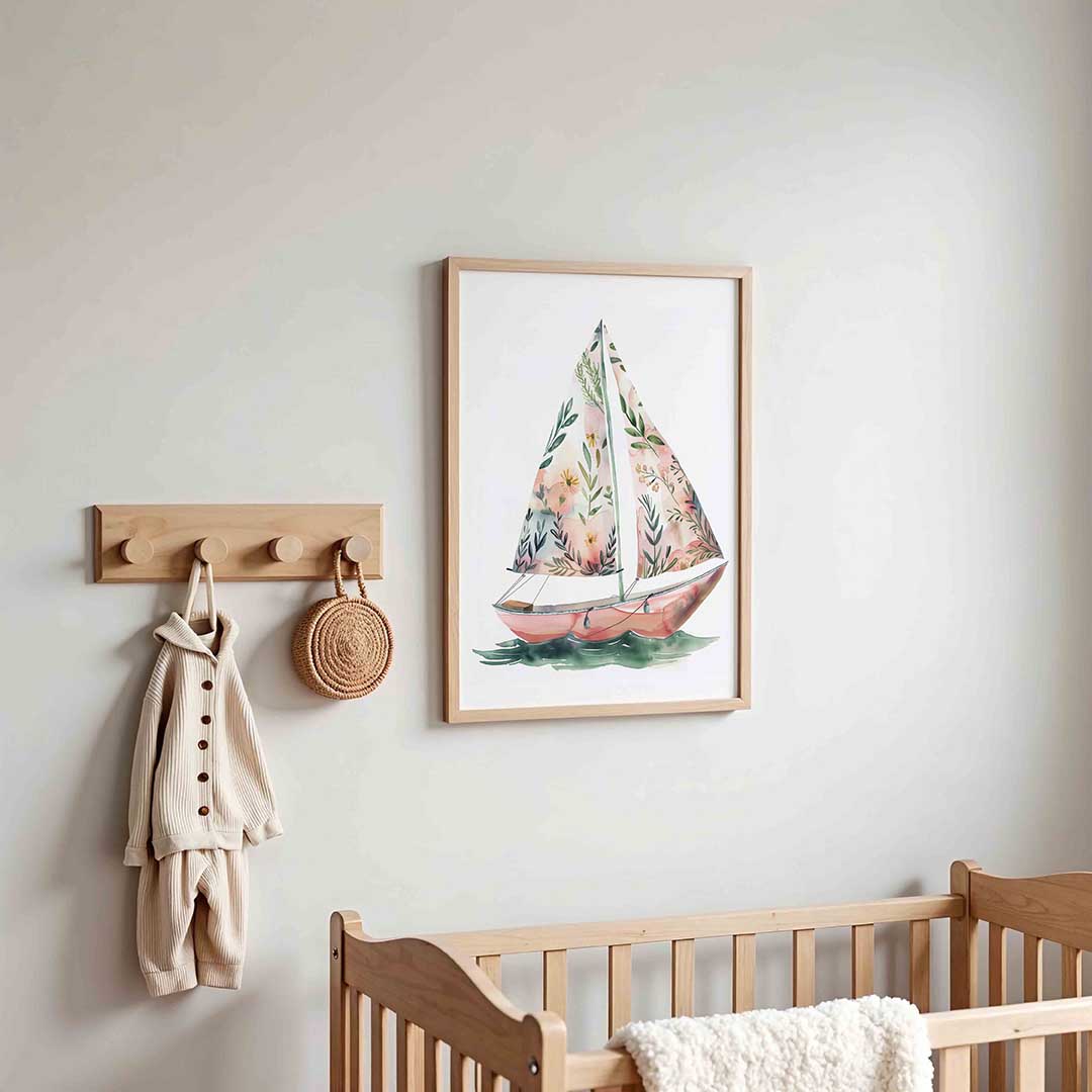 Zeilboot met bloemen Poster