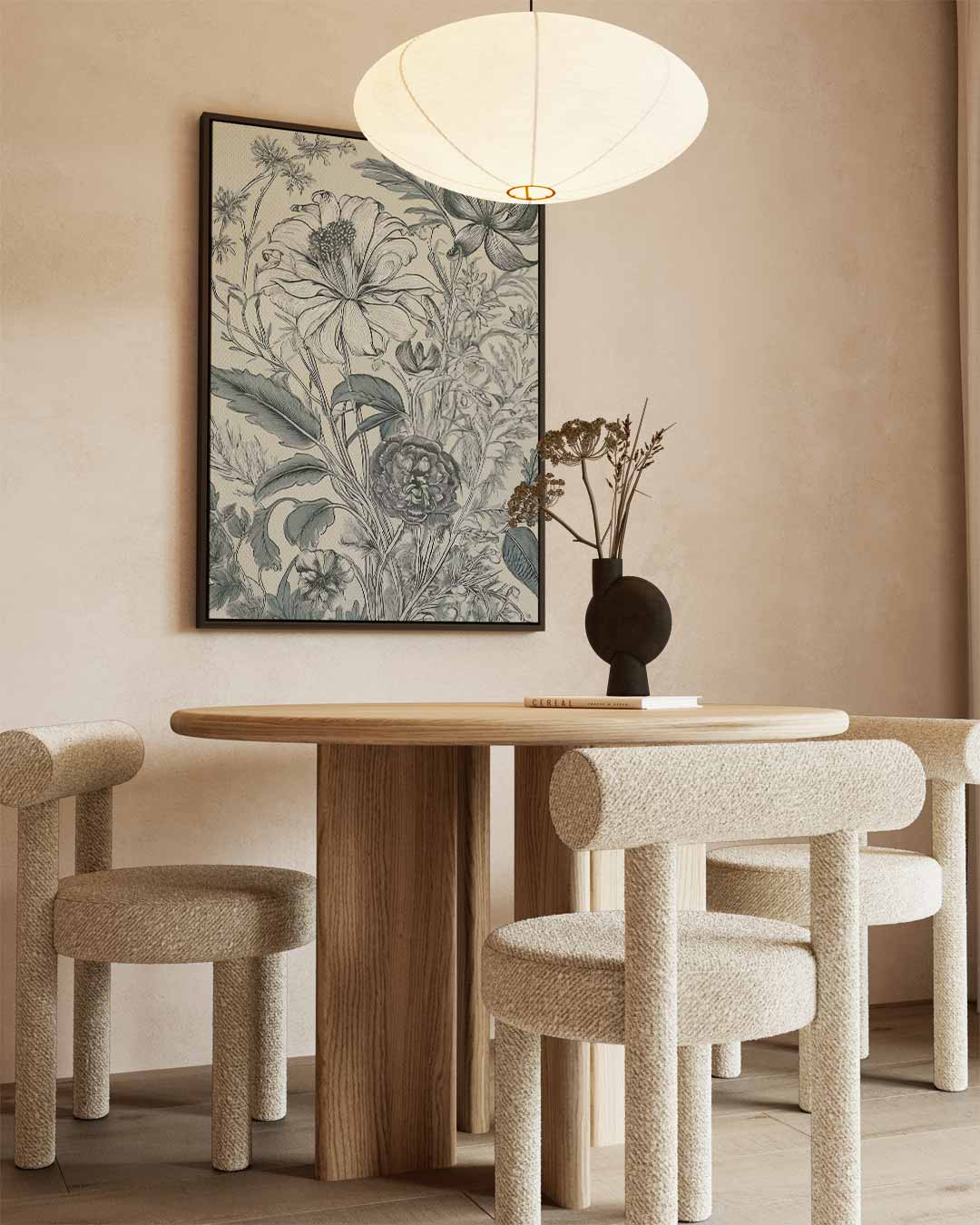 Botanische Bloementekening Kunstwerk-canvas-dibond-plexiglas-wanddecoratie-WallArtistic