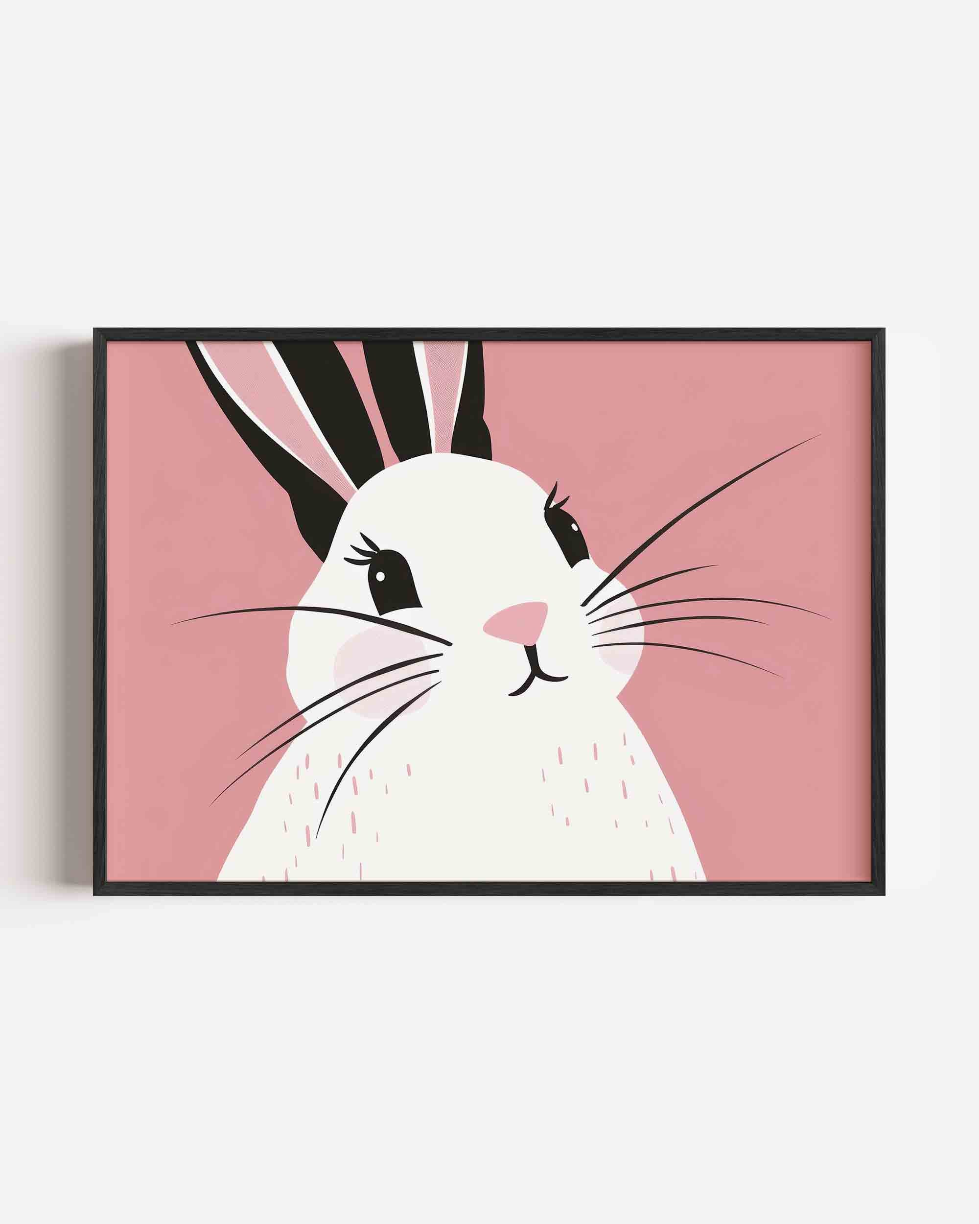 Konijn met roze achtergrond Poster
