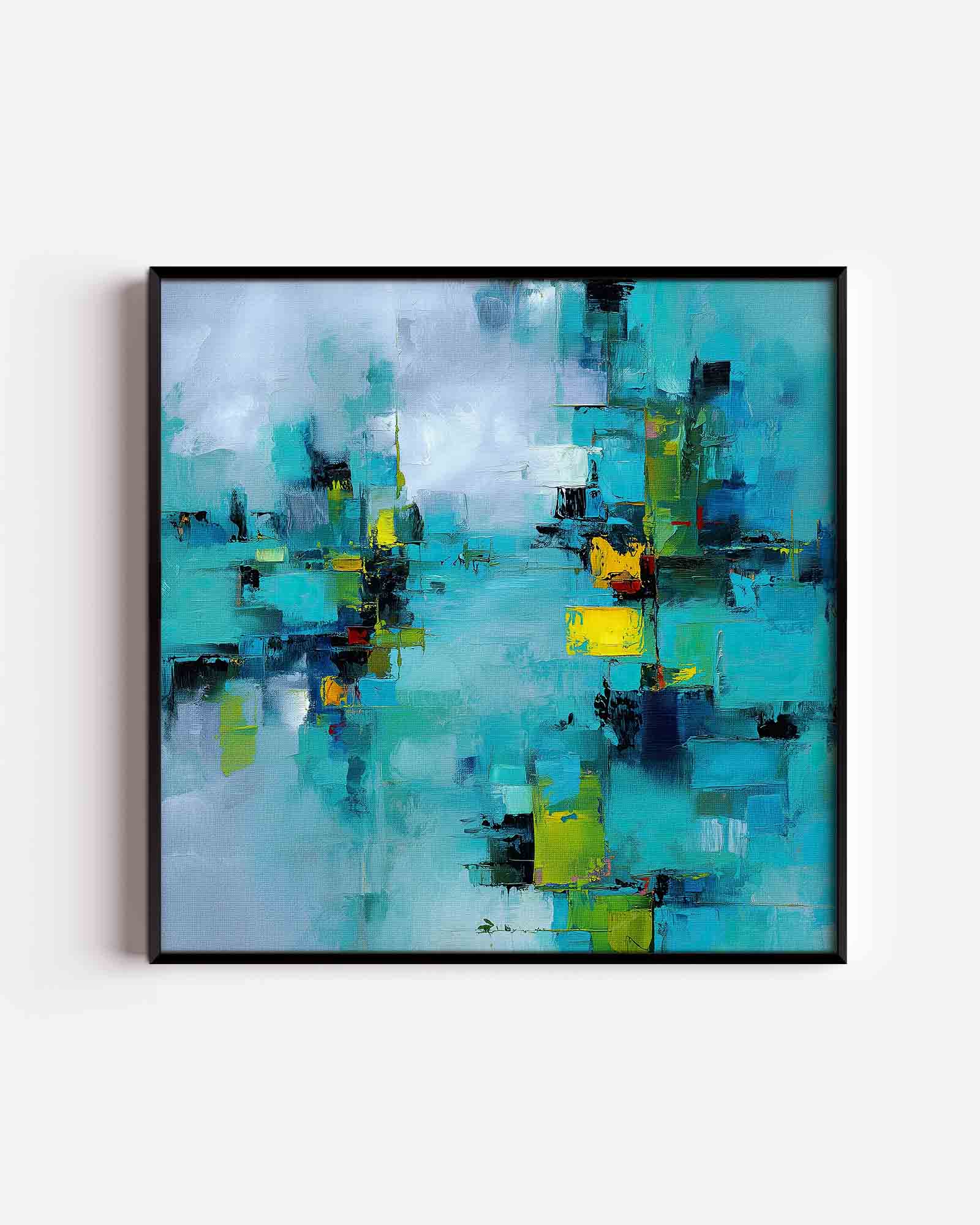 Abstracte blauwe compositie Poster