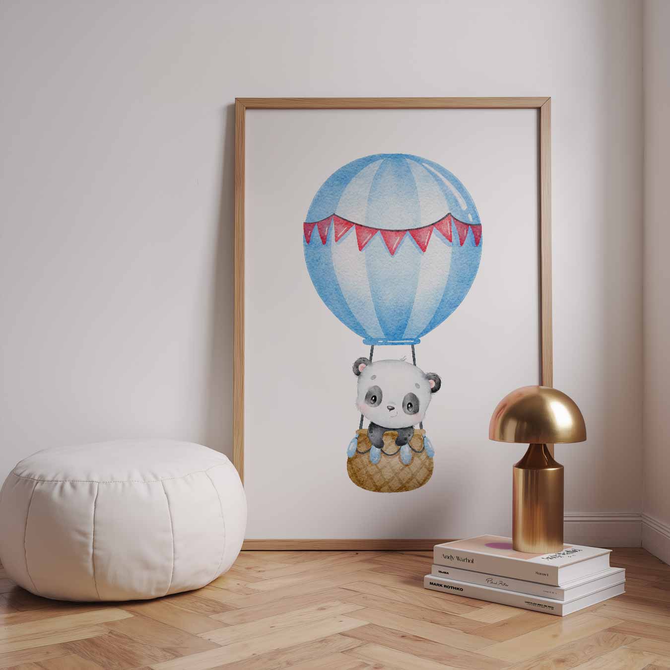Schattige Panda In Luchtballon Poster