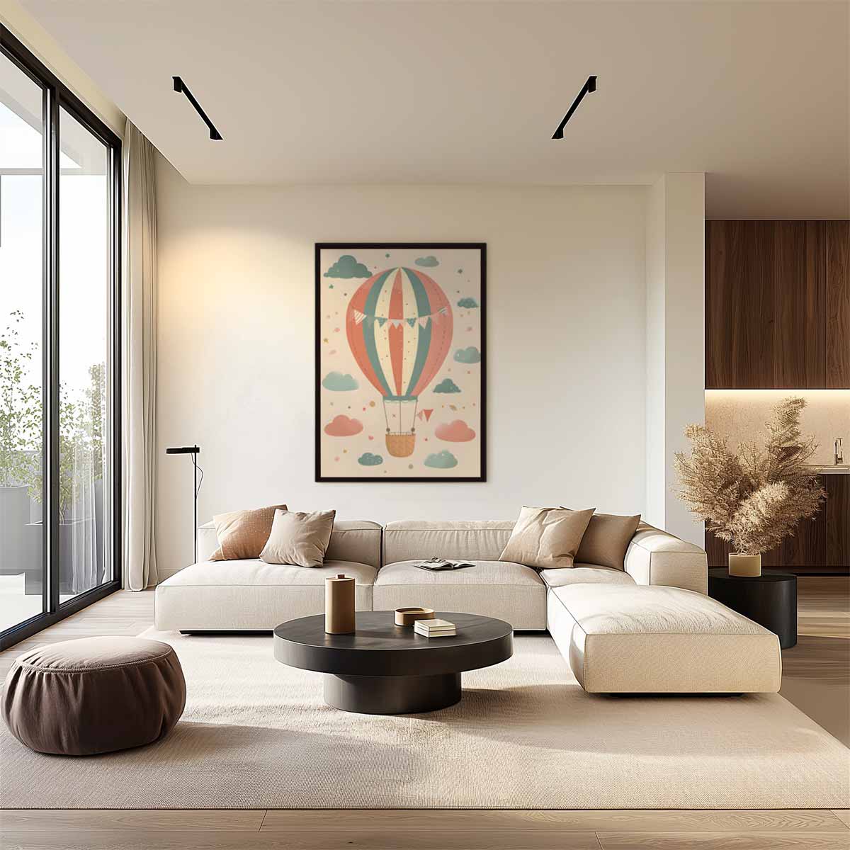 Dromerige Luchtballon Avontuur Kunstwerk-canvas-dibond-plexiglas-wanddecoratie-WallArtistic