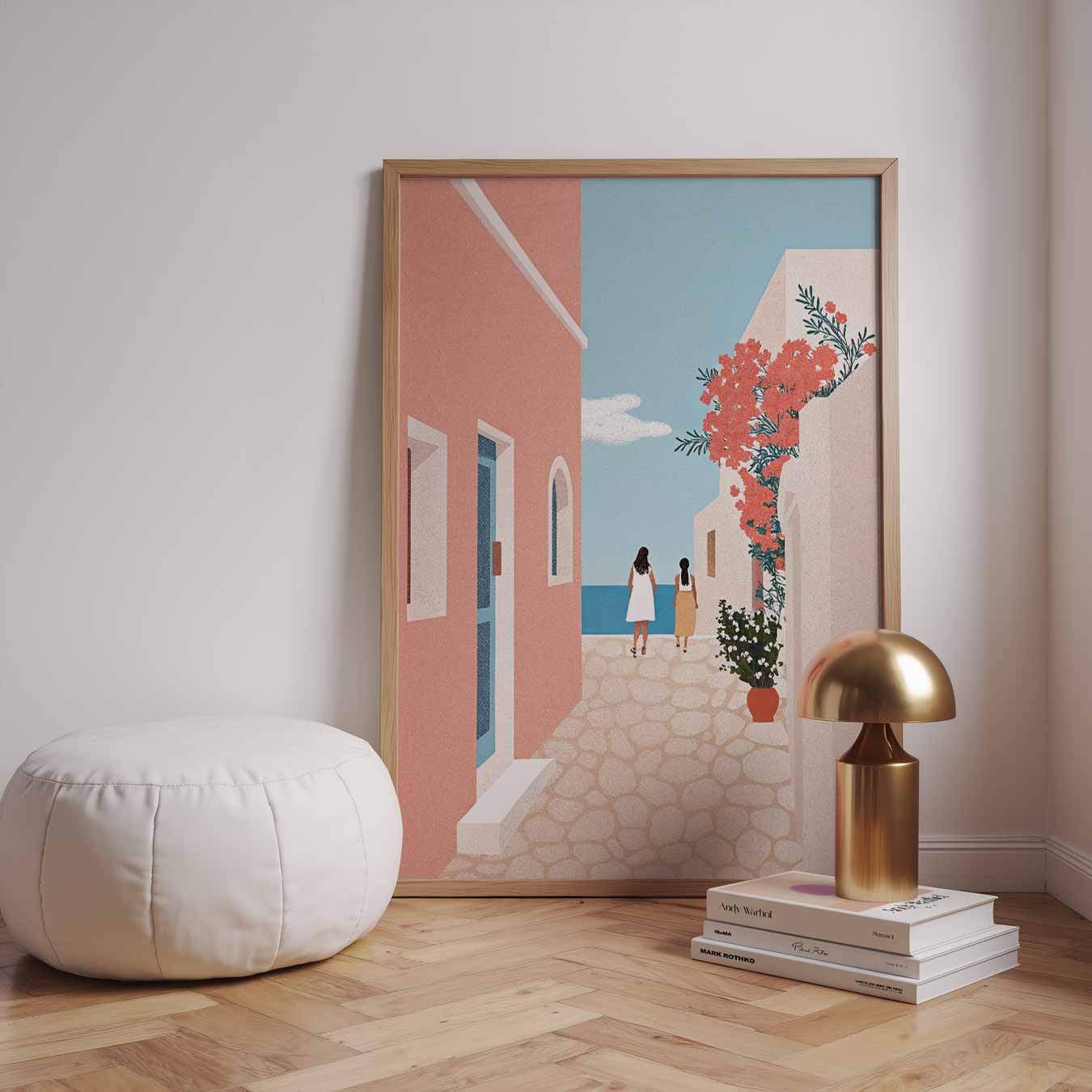 Zomerse Straat in Griekenland Poster-WallArtistic