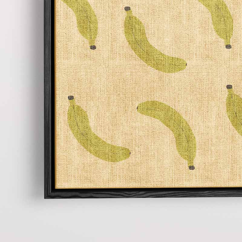 Bananenpatroon op Abstracte Blauwe Achtergrond Kunstwerk-canvas-dibond-plexiglas-wanddecoratie-WallArtistic