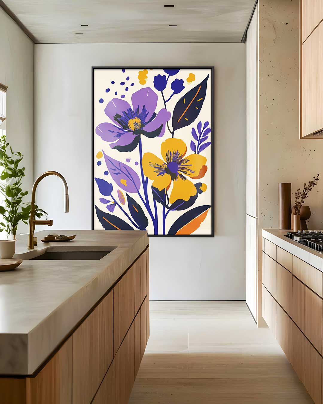 Bloemenpracht in Paars en Oranje Kunstwerk-canvas-dibond-plexiglas-wanddecoratie-WallArtistic