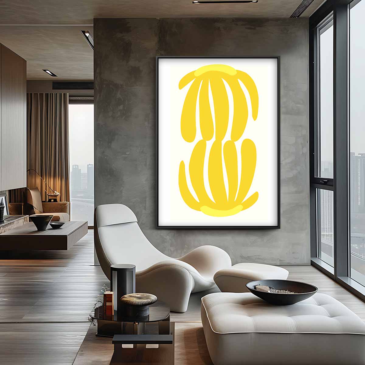 Speelse Bananenpracht Kunstwerk-canvas-dibond-plexiglas-wanddecoratie-WallArtistic