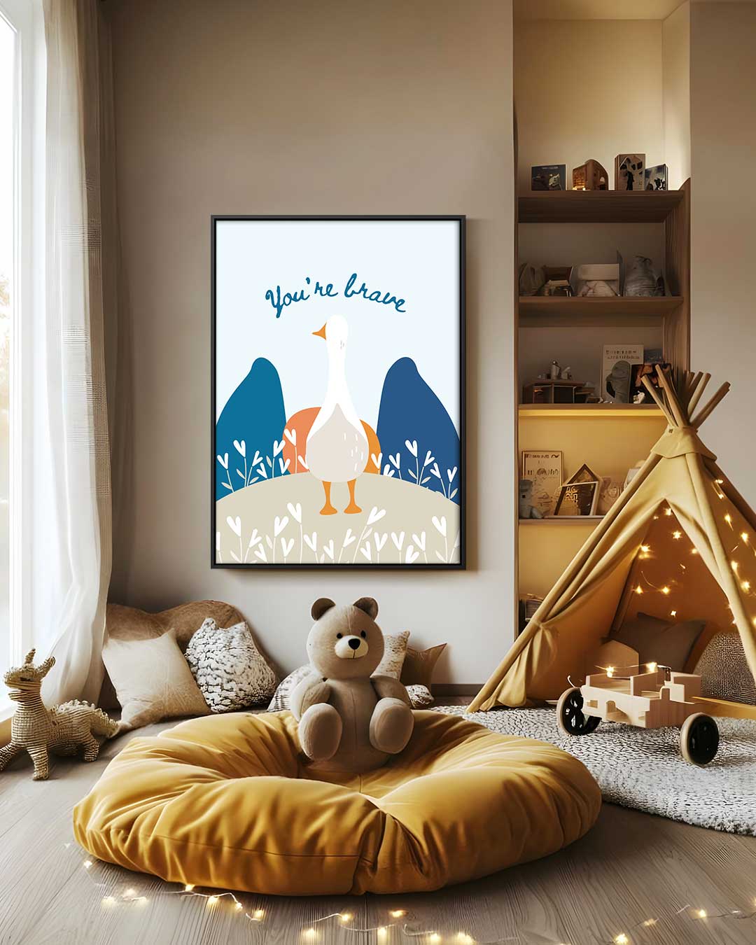 Dappere Gans Illustratie Kunstwerk-canvas-dibond-plexiglas-wanddecoratie-WallArtistic