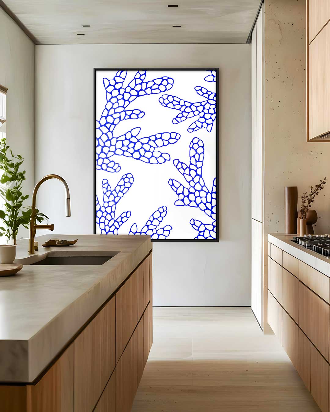 Blauwe Koraaldroom Poster Kunstwerk-canvas-dibond-plexiglas-wanddecoratie-WallArtistic