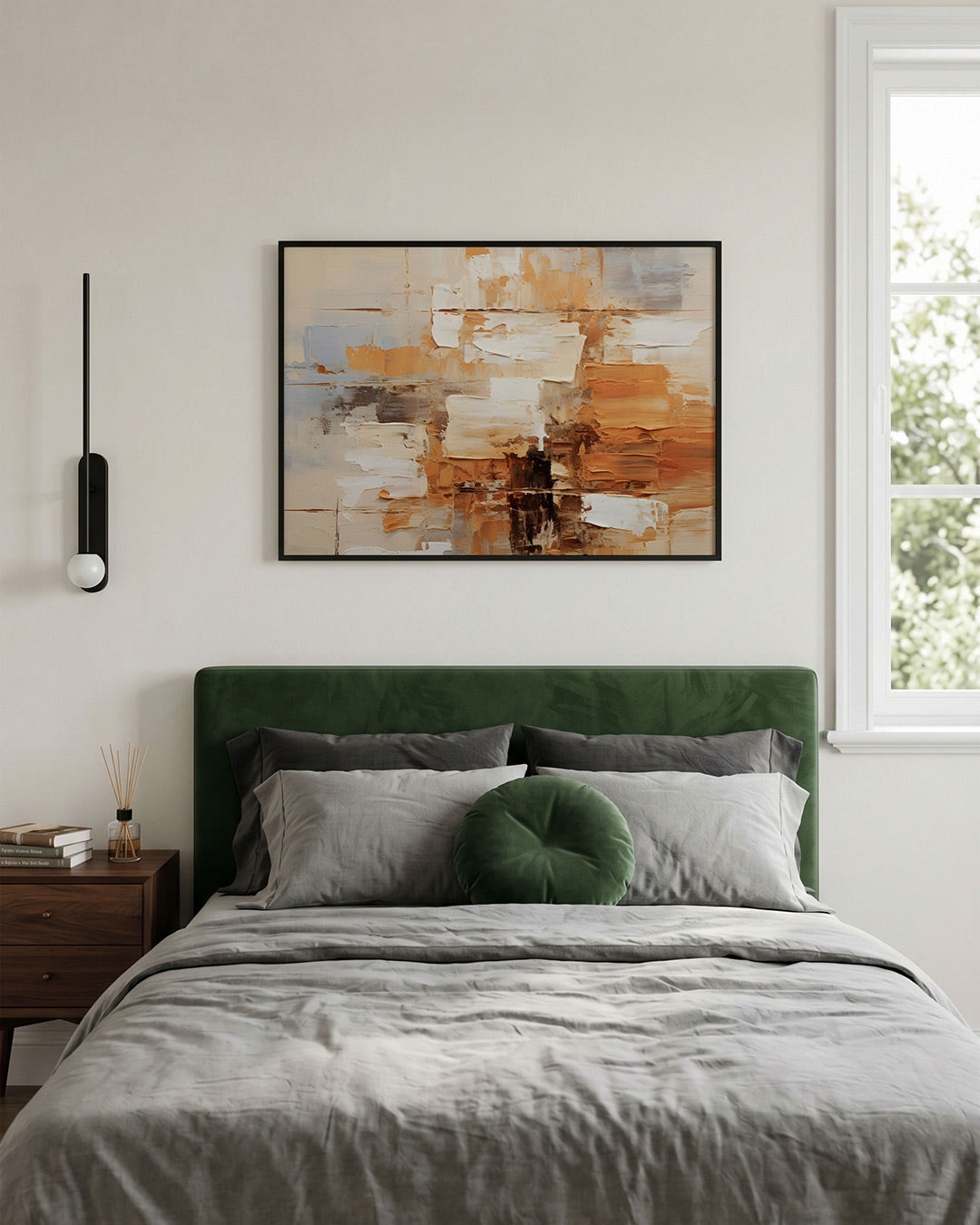 Abstracte beige en oranje Poster