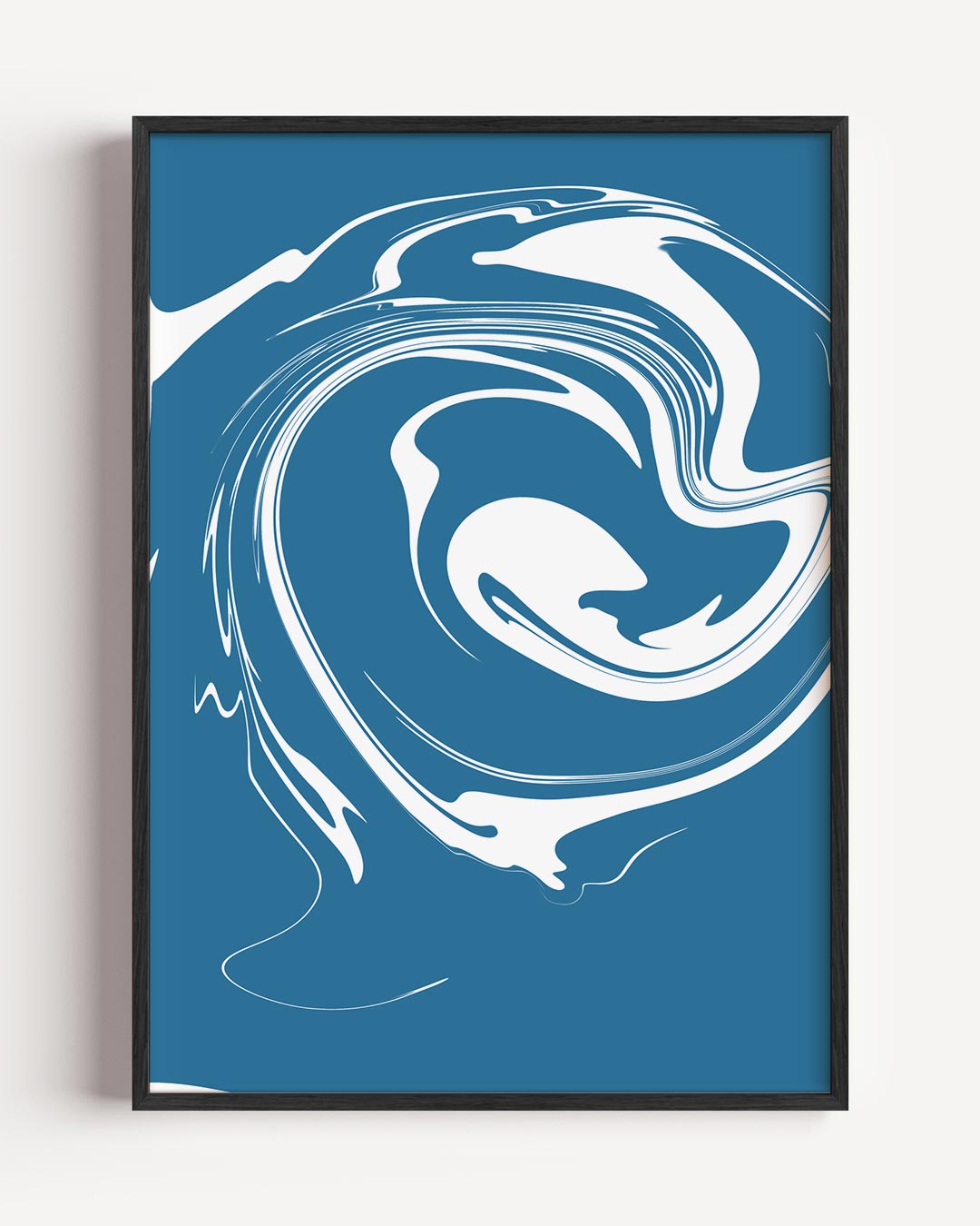 Abstracte Blauw-Zwarte Swirl Poster-WallArtistic
