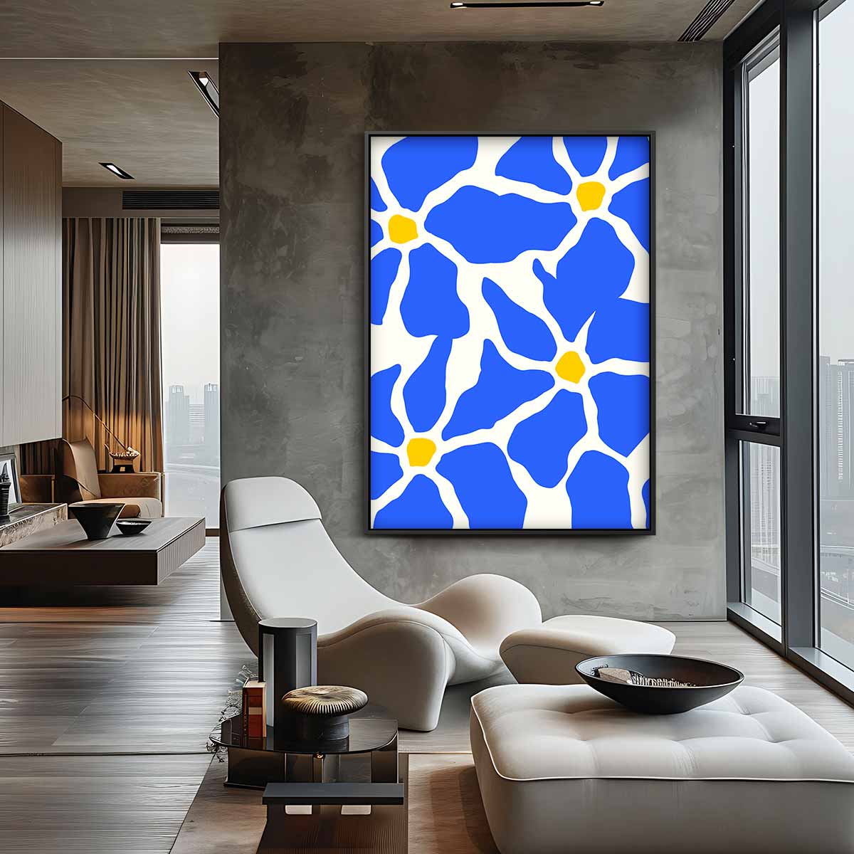 Bloemenpracht in Blauw Kunstwerk-canvas-dibond-plexiglas-wanddecoratie-WallArtistic