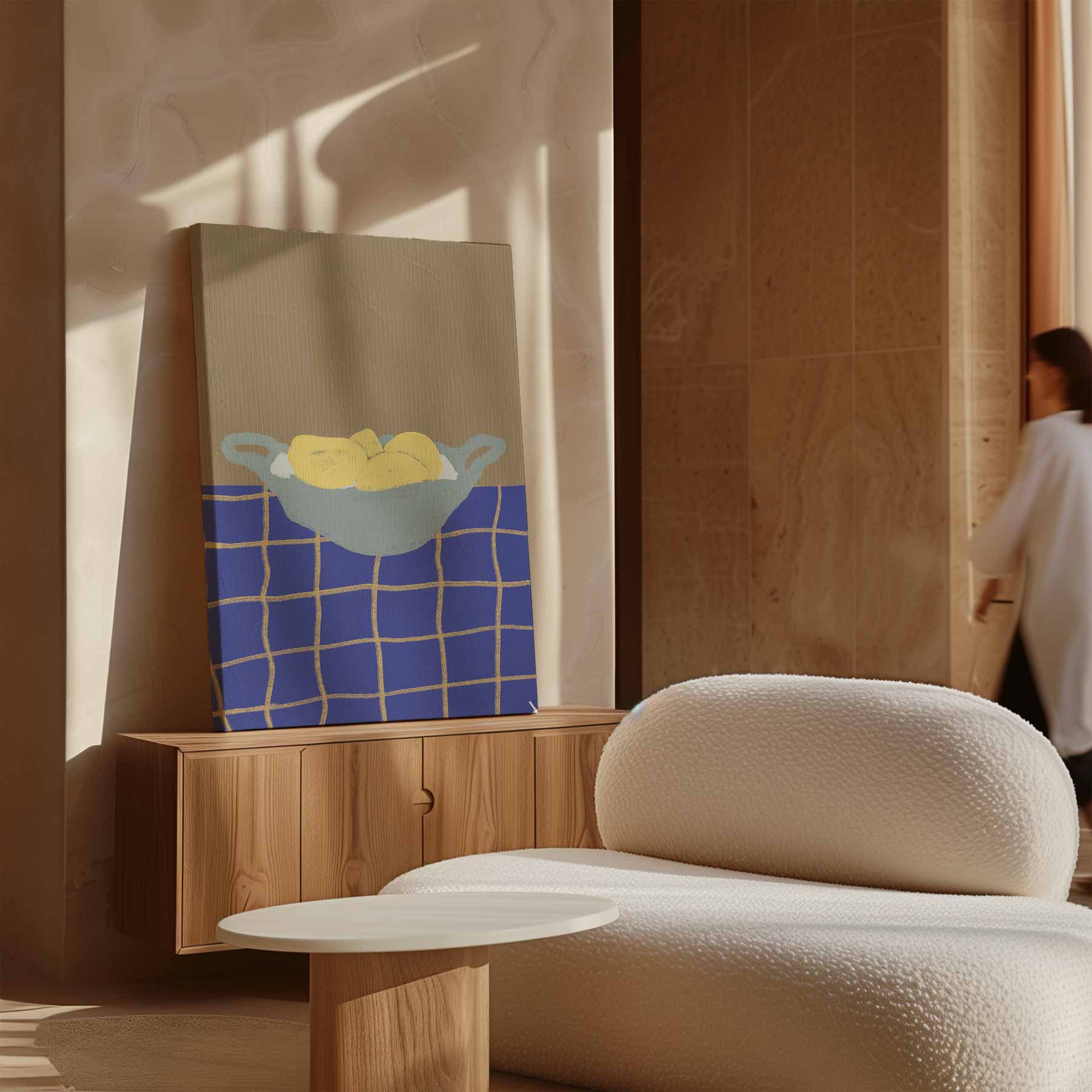 Citroenen in een Blauwe Kamer Kunstwerk-canvas-dibond-plexiglas-wanddecoratie-WallArtistic
