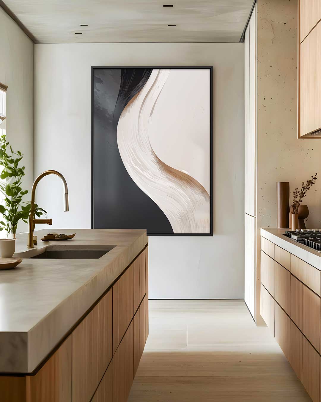 Abstracte Elegantie in Zwart en Wit Kunstwerk-canvas-dibond-plexiglas-wanddecoratie-WallArtistic