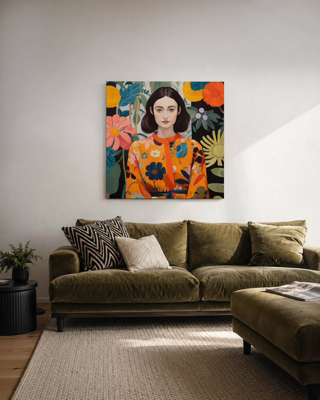 Vrouw met bloemen Kunstwerk