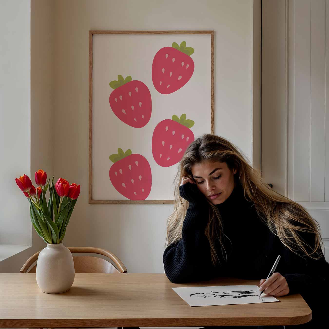 Vrolijke Aardbeienspeelsheid Poster-WallArtistic