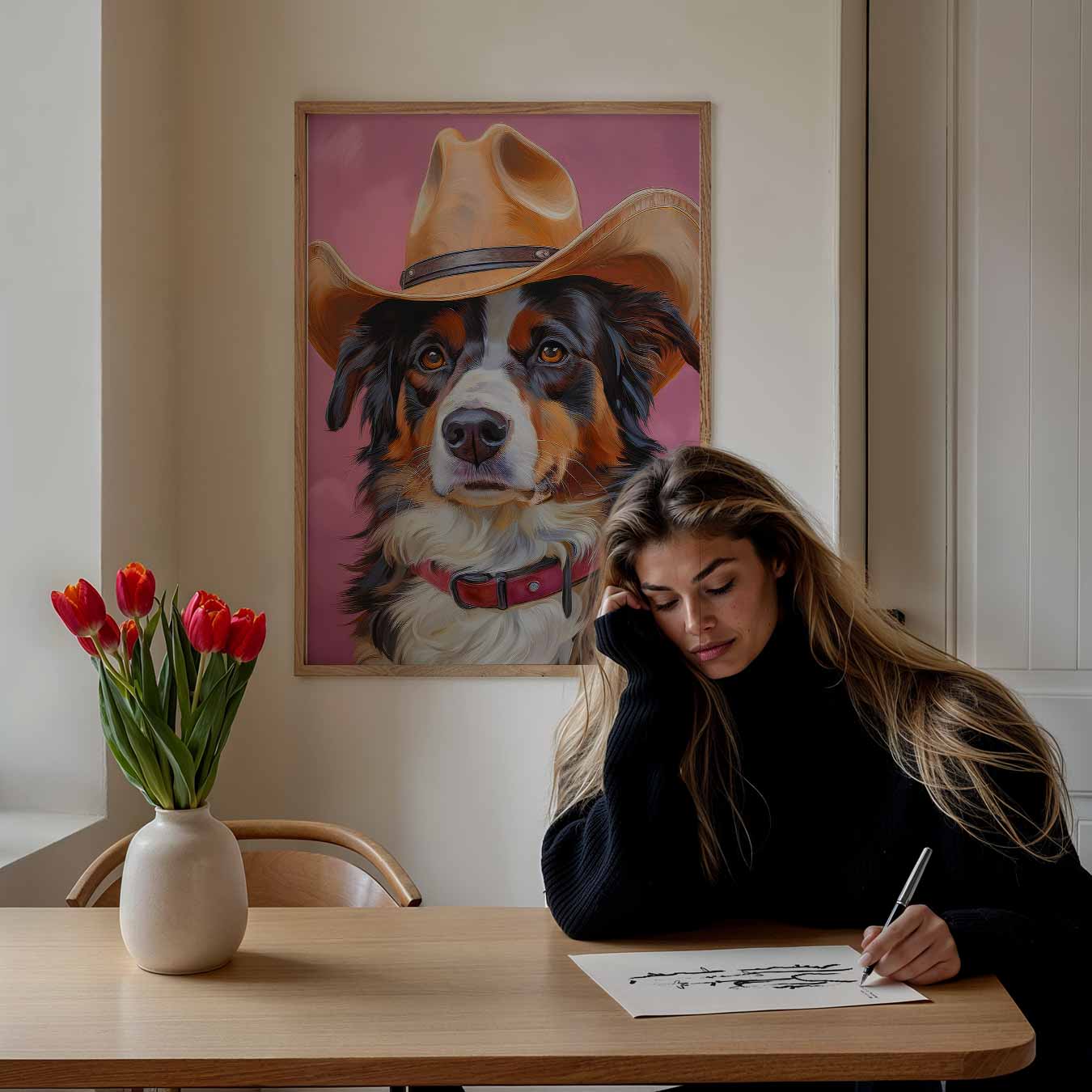 Cowboy Hond in Stijl Poster