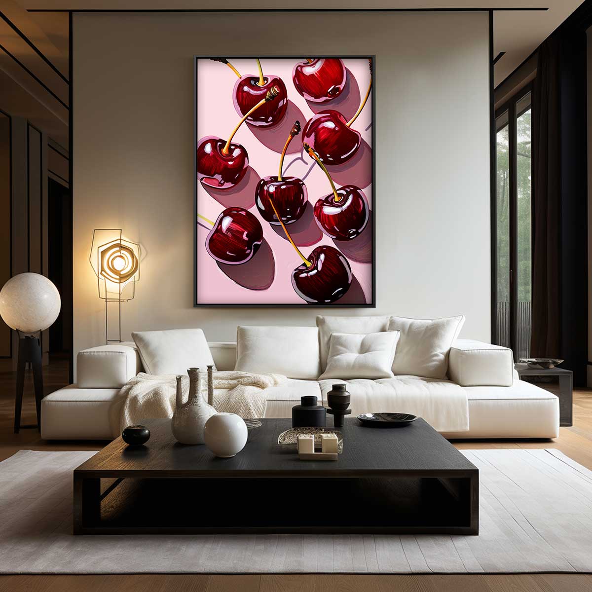 Glanzende Kersenpracht Kunstwerk-canvas-dibond-plexiglas-wanddecoratie-WallArtistic